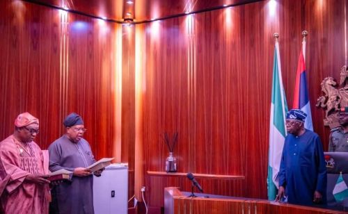 Tinubu Swears In New Power Minister, Minister of State for Foreign Affairs