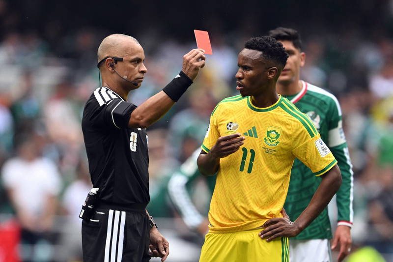 South Africa’s Zwane Handed Three-Match Ban After Red Card Against Mexico