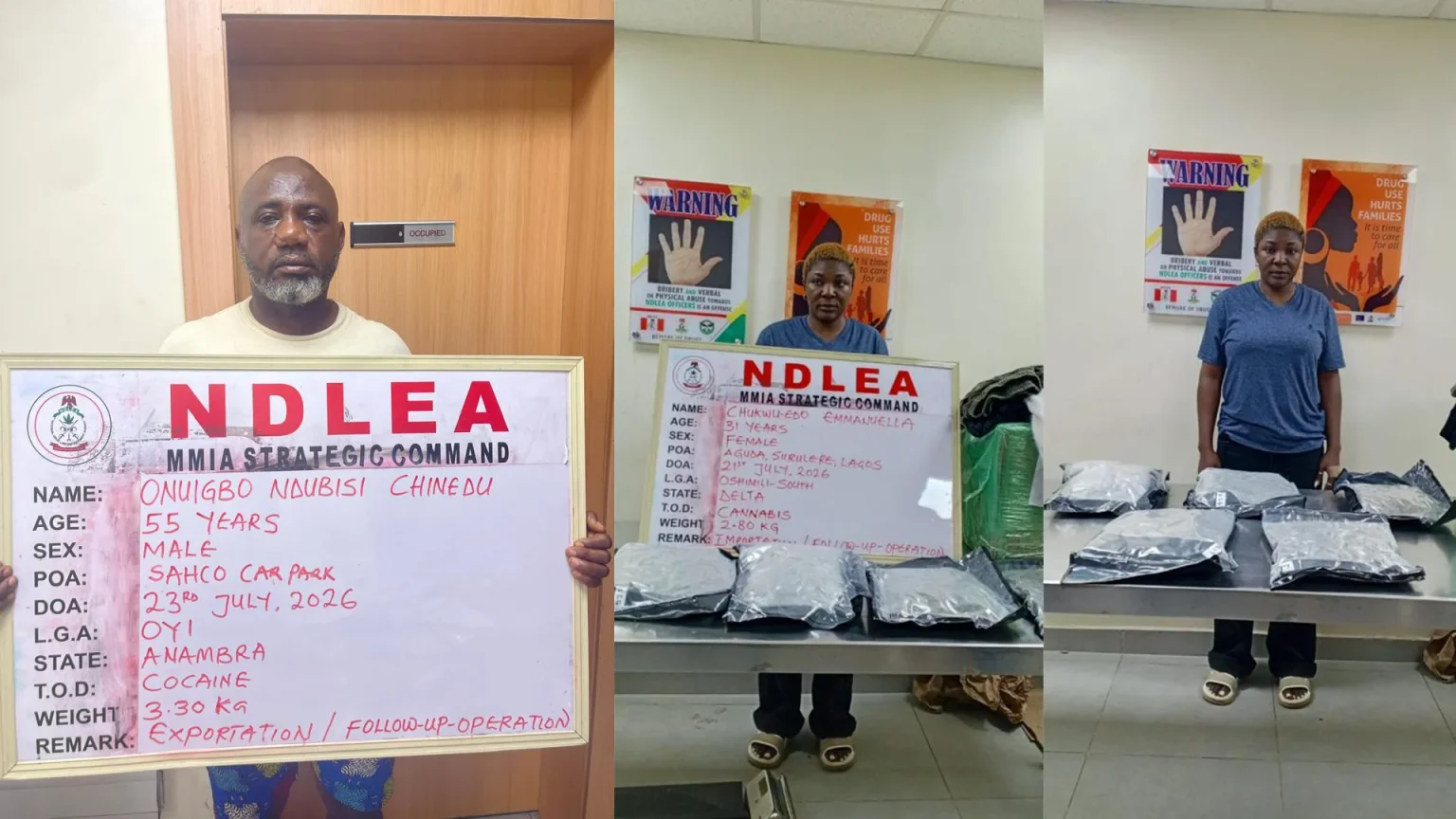 NDLEA Arrests Lagos Businessman Over 3.3kg Cocaine Hidden in Food Cartons Bound for UK