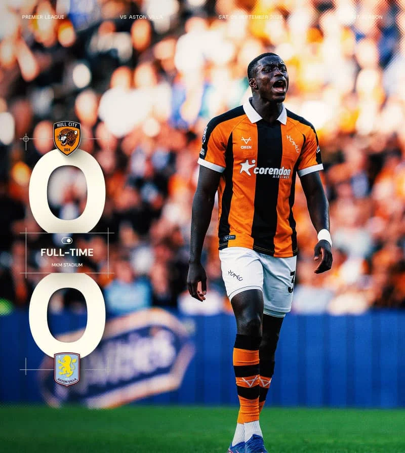 EPL: Hull City Hold Villa to Dour Draw as Tigers Extend Unbeaten Start