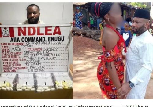 Europe-Bound Newlywed Arrested With 72 Wraps of Cocaine in Stomach at Enugu Airport