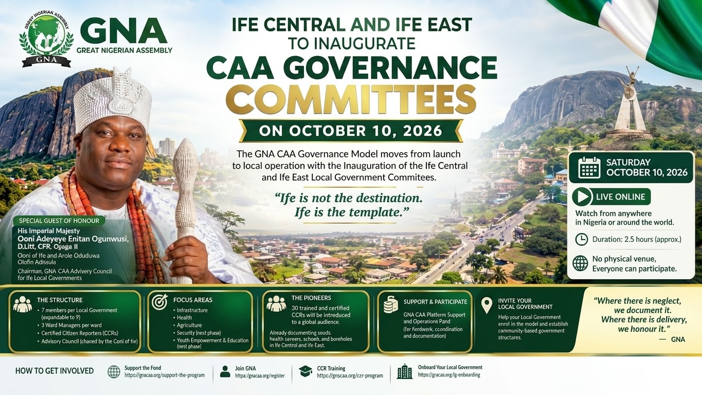 Ife Central and Ife East to Inaugurate CAA Governance Committees on October 10, 2026