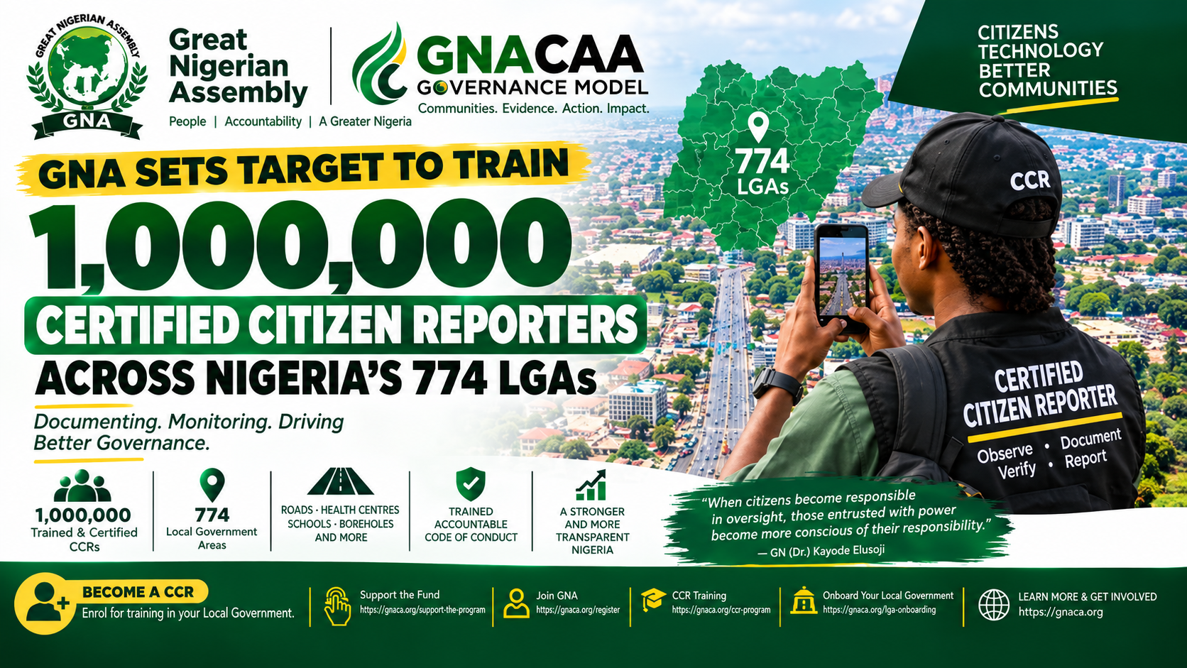 GNA Sets Target to Train 1 Million Certified Citizen Reporters Across Nigeria’s 774 LGAs