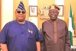 Adeleke Dances With Tinubu at APC Campaign Council Inauguration